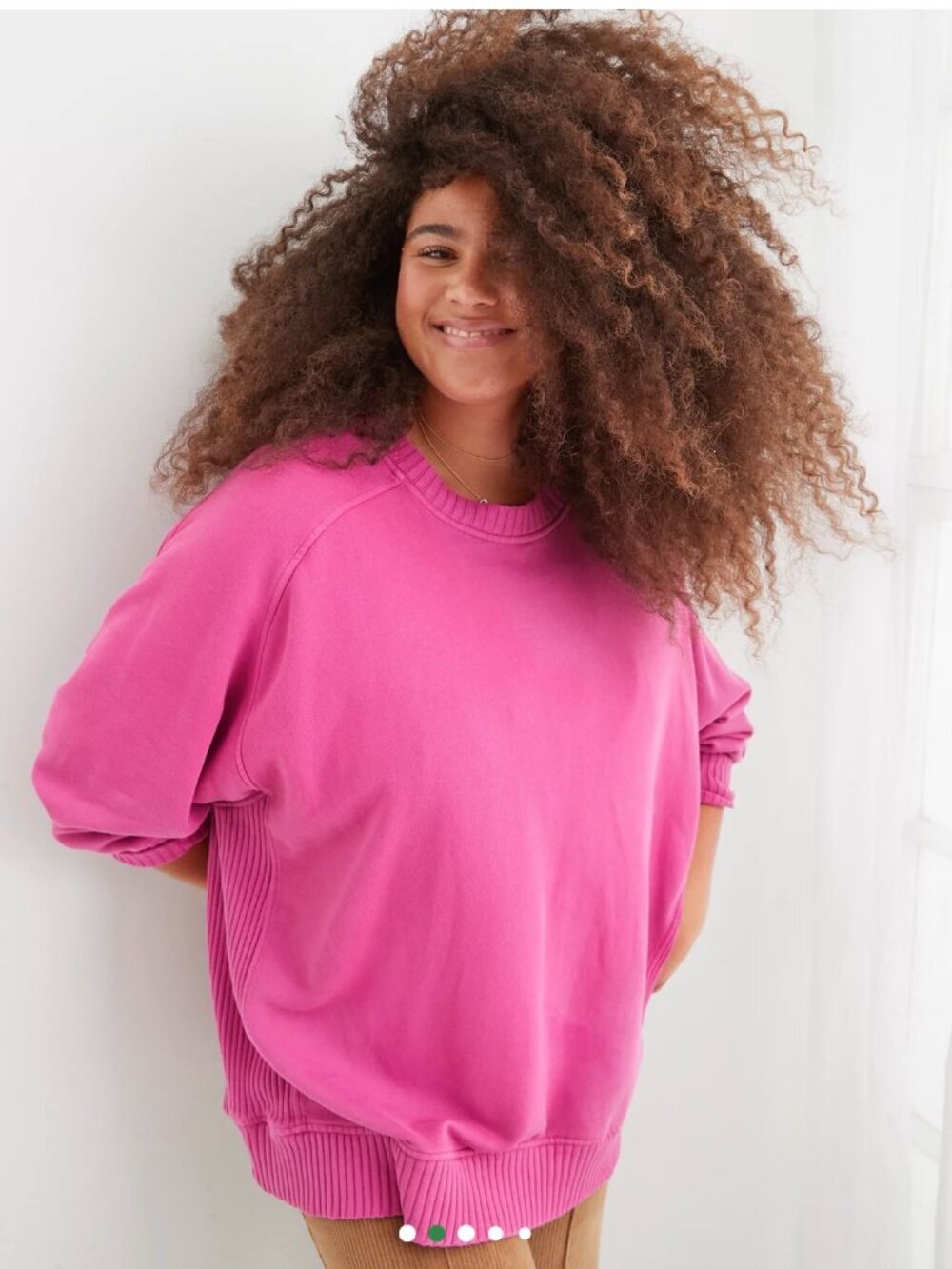 Aerie Size Xs Oversized Down To Earth Crew Sweatshirt Cosmic Pink Ribbed Cozy